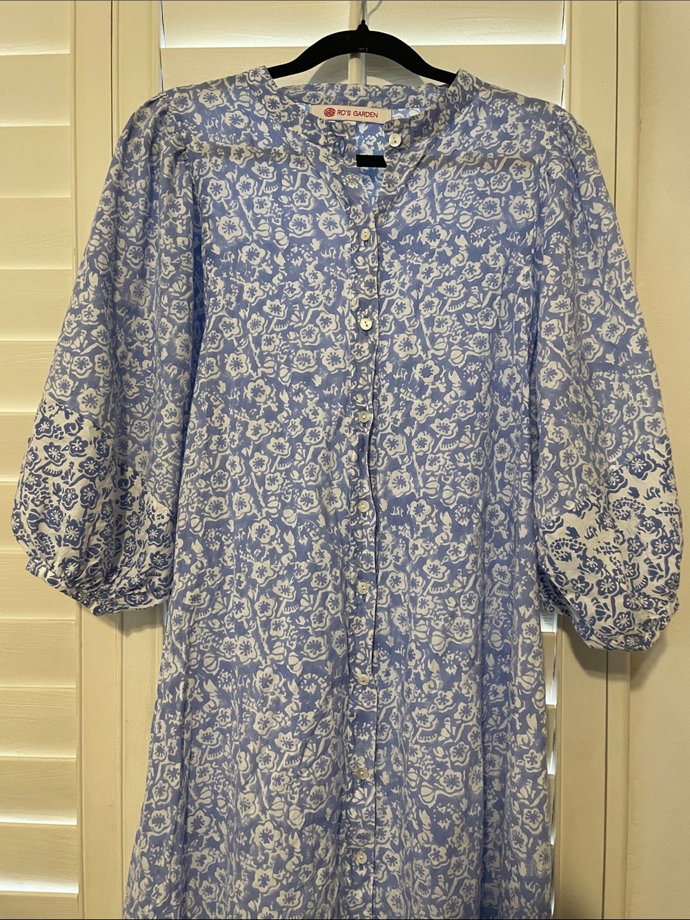 Light Blue Floral Button-Front Maxi Dress by Lucky Brand - Picture 5 of 9